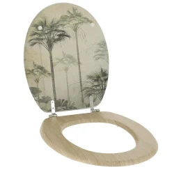 Accessoire Wc|TENDANCE Abattant WC 18 pouces façon bois Palmiers Florida Vert