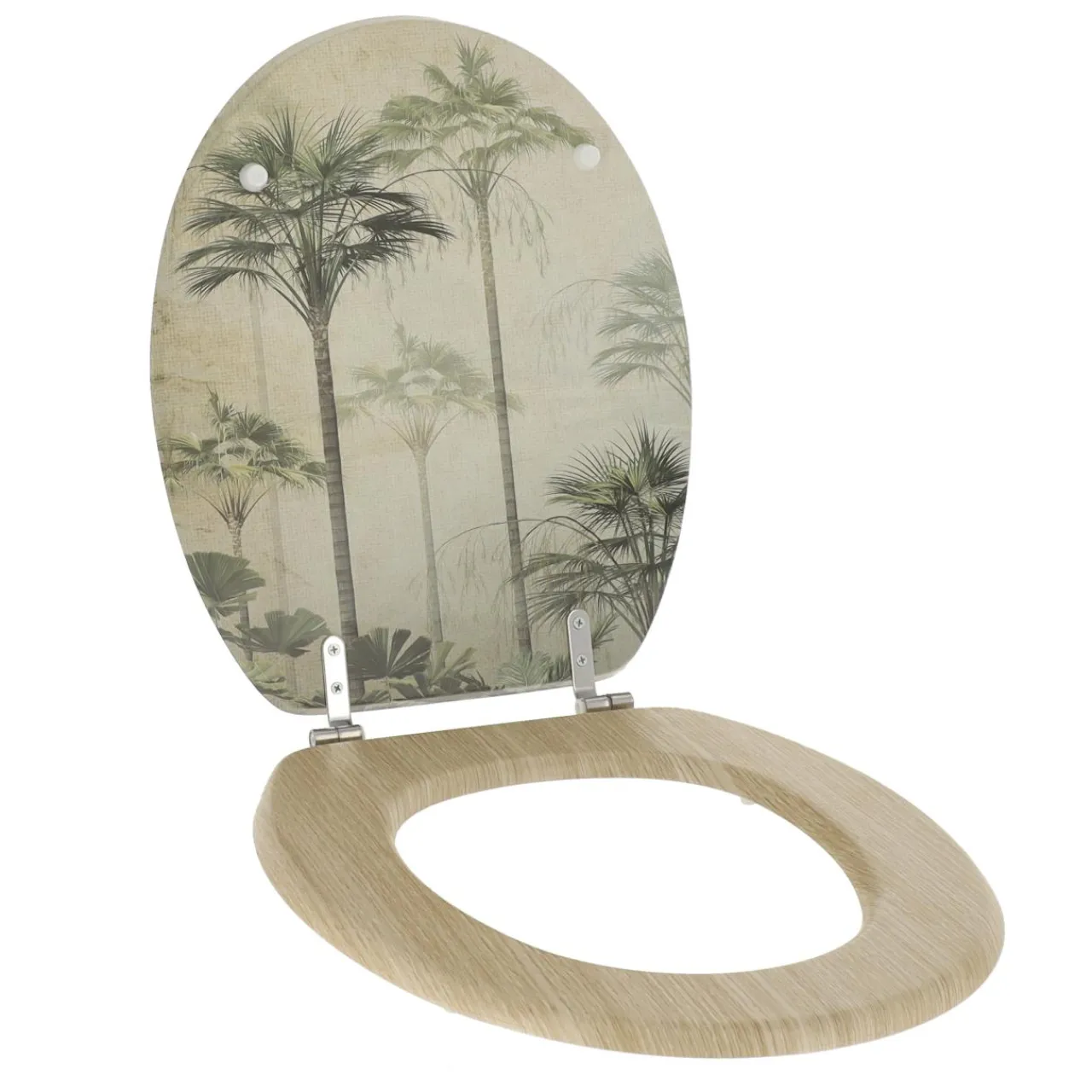 Accessoire Wc|TENDANCE Abattant WC 18 pouces façon bois Palmiers Florida Vert