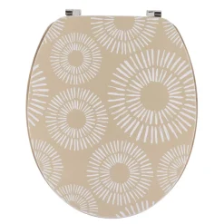 Accessoire Wc|TENDANCE Abattant WC 18 pouces MDF Ethnic Spirals Beige