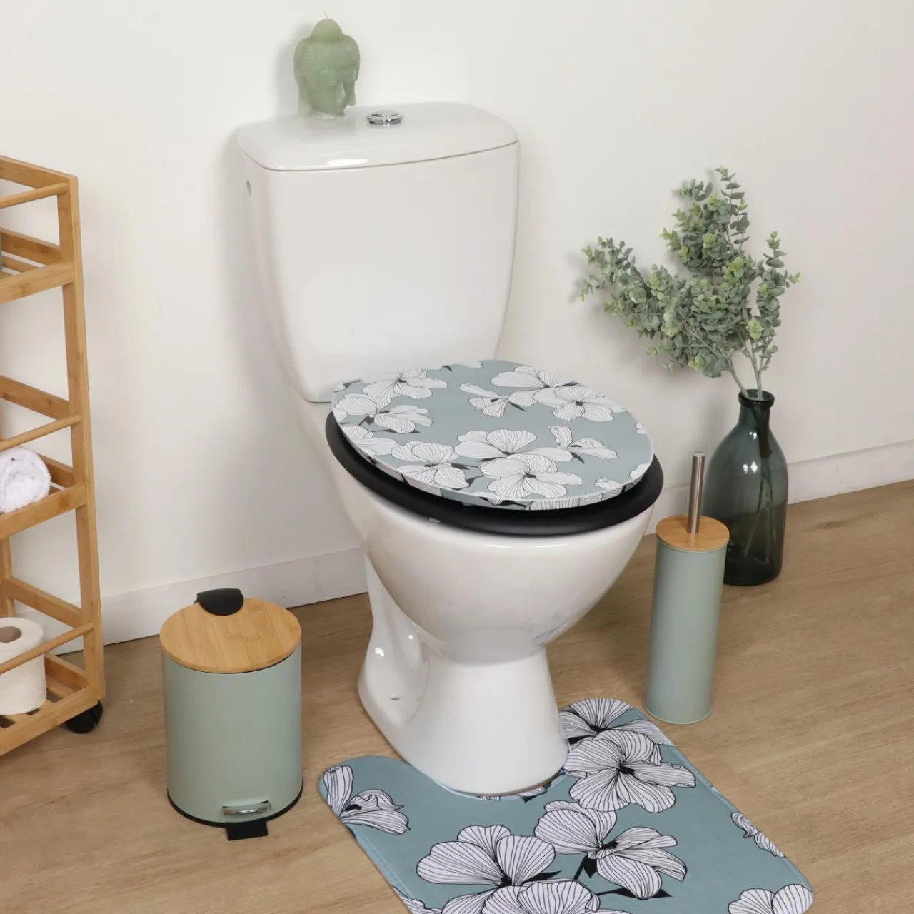 Accessoire Wc|TENDANCE Abattant WC 18 pouces MDF Ecrin Vert