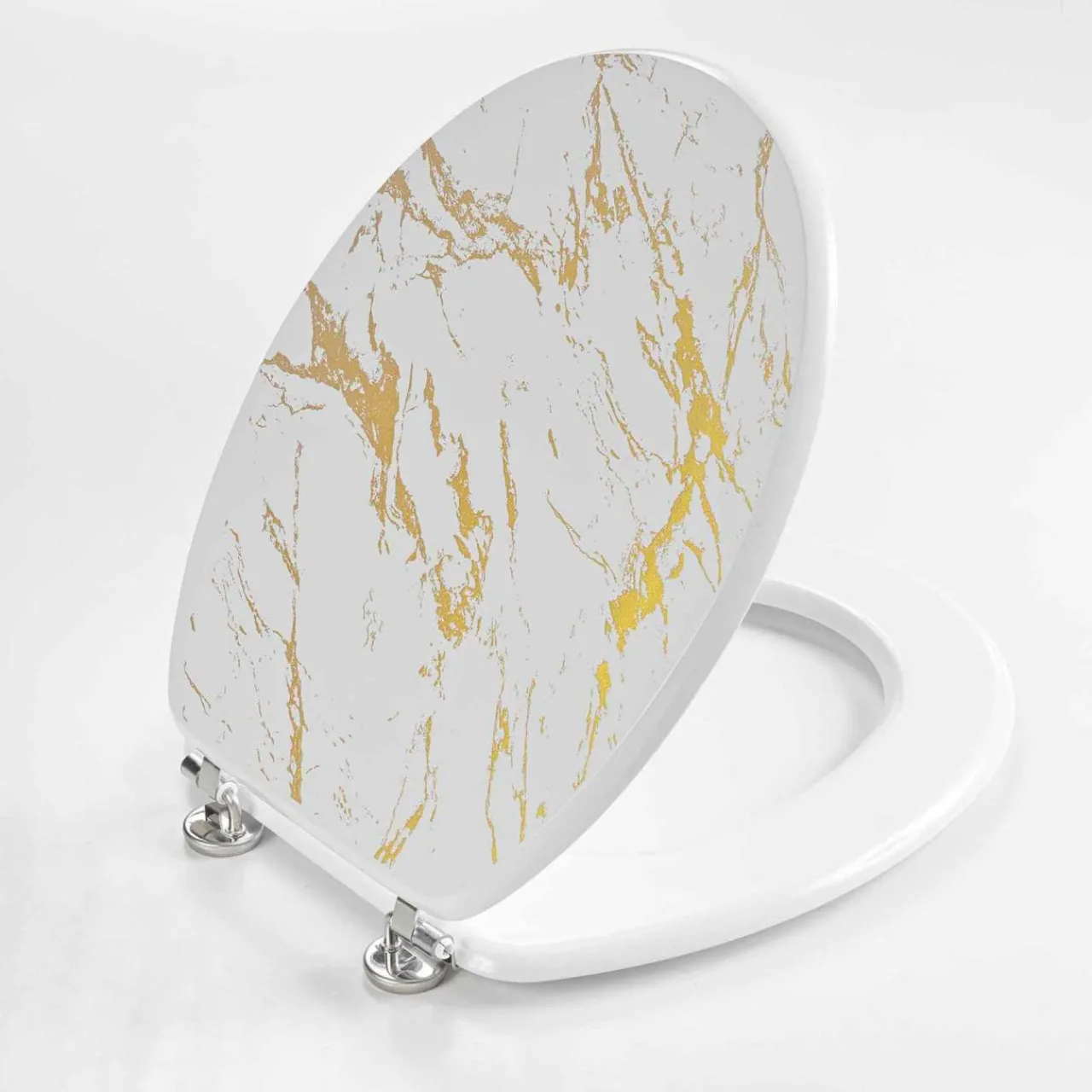 Accessoire Wc|douceur d'intu017drieur Abattant WC 18 pouces MDF effet marbre Aquamarbre Blanc