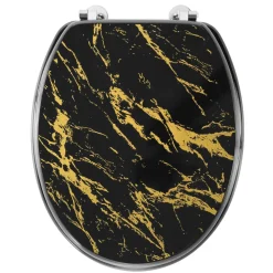 Accessoire Wc|douceur d'intu017drieur Abattant WC 18 pouces MDF effet marbre Aquamarbre Noir