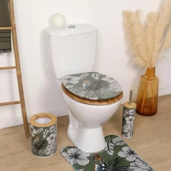 Accessoire Wc|TENDANCE Abattant WC 18 pouces MDF Jungle Fever Vert kaki