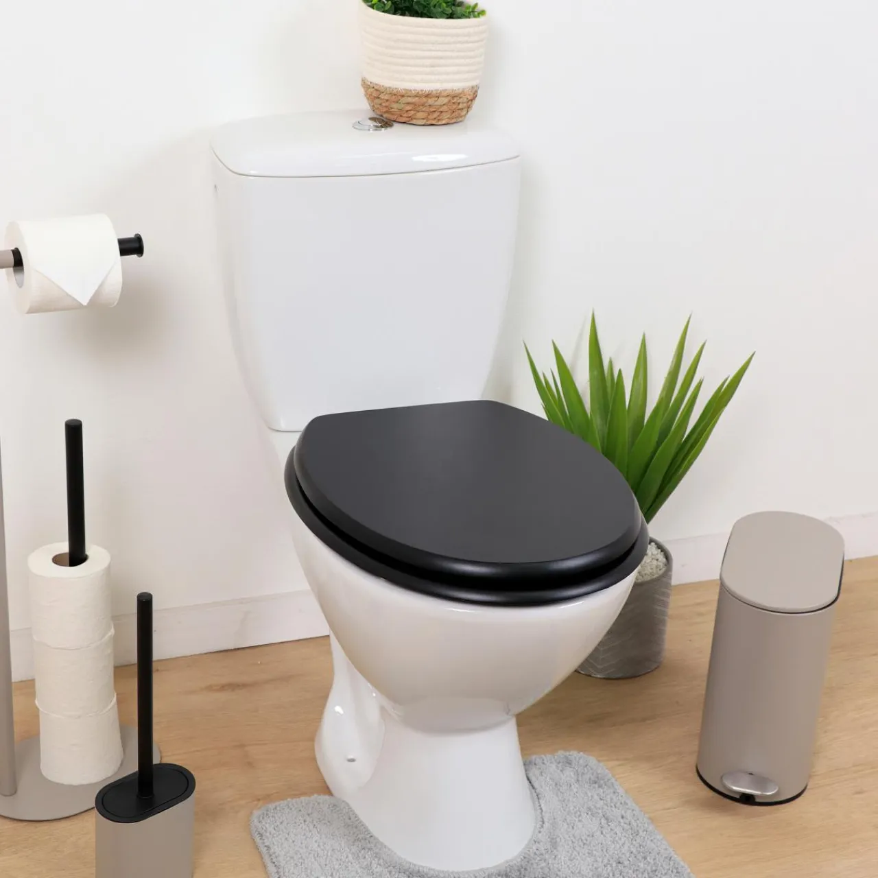 Accessoire Wc|TENDANCE Abattant WC 18 pouces MDF Primo Noir