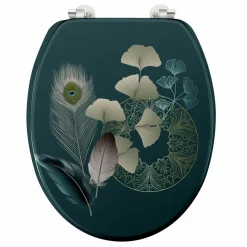 Accessoire Wc|douceur d'intu017drieur Abattant WC bois (37 x 46 cm) Ginkoblue Bleu