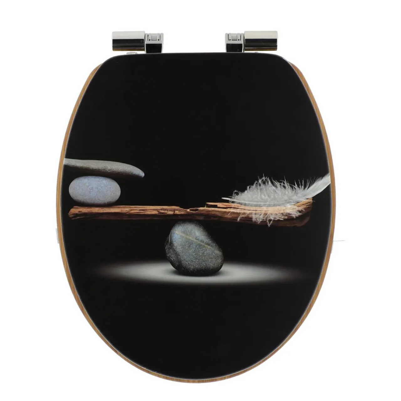 Accessoire Wc|TENDANCE Abattant WC frein de chute 18 pouces MDF Plenitude Noir