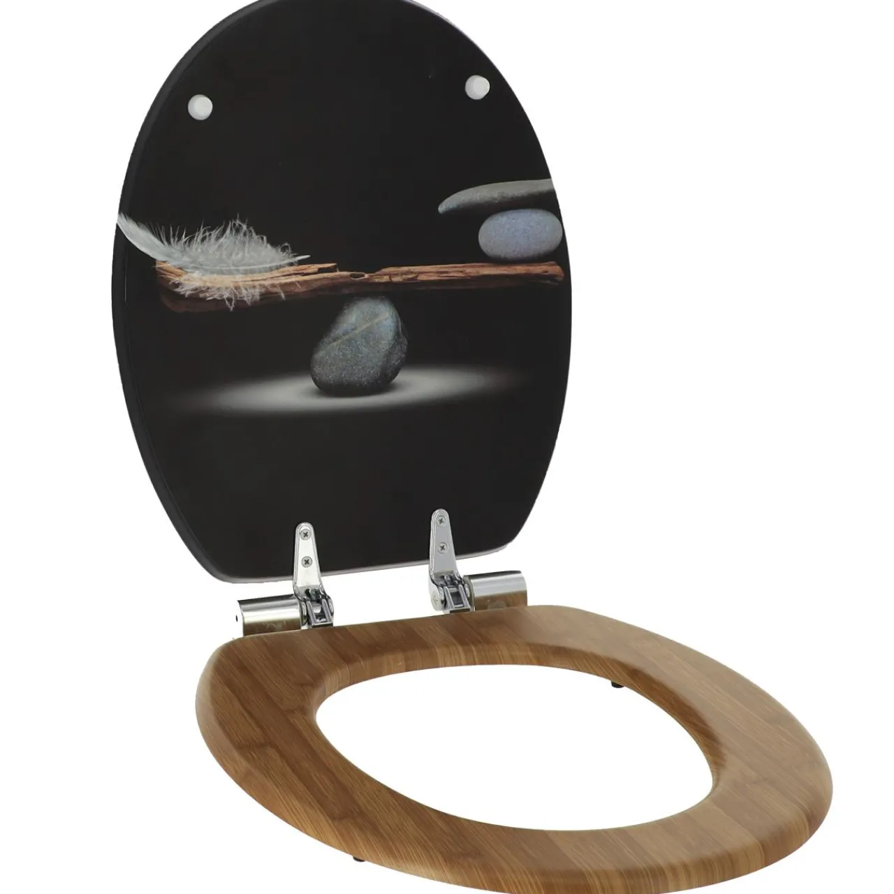 Accessoire Wc|TENDANCE Abattant WC frein de chute 18 pouces MDF Plenitude Noir