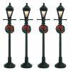Village De Noël Lemax|LEMAX Accessoire (H10 cm) Lot de 4 réverbères lumineux à piles