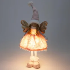 Père Noël, Animaux Et Personnage|Déco Et Objet Lumineux|KOOPMAN Ange de Noël lumineux à piles (H50 cm) Gladys robe Rose