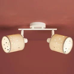 Applique|OSTARIA Applique murale 2 abat-jour orientables métal et lin (30 x 17 cm) Estrella Beige