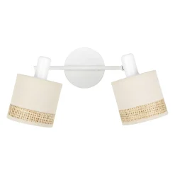 Applique|OSTARIA Applique murale 2 abat-jour orientables métal et rotin (30 x 17 cm) Bohemia Beige