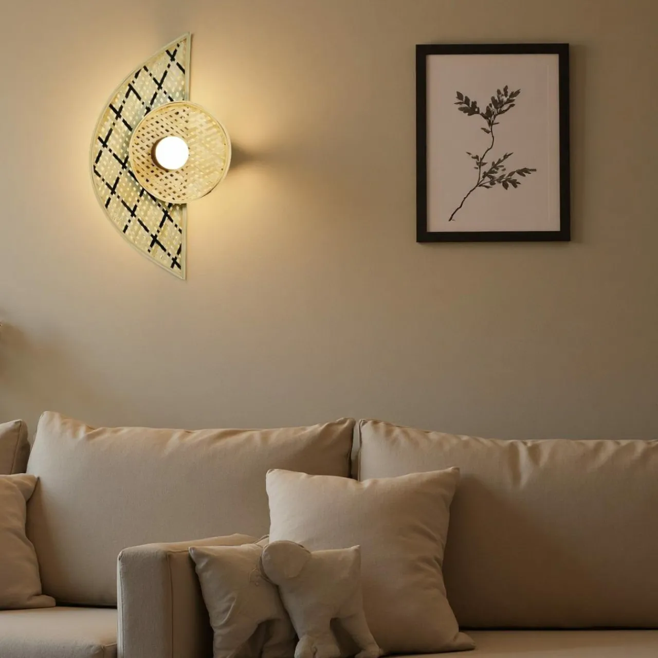 Applique|EMINZA Applique murale en bambou (H50 cm) Ravina et naturel Noir