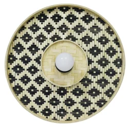 Applique|EMINZA Applique murale ronde en bambou (D50 cm) Marioka et naturel Noir