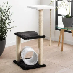 Arbre À Chat, Griffoir|LOVE STORY Arbre à chat avec jouet et tunnel Noir