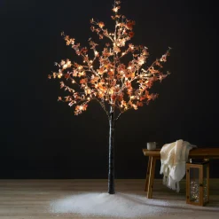 Personnage, Objet Grand Format|Arbre Lumineux|EMINZA Arbre lumineux 96 LED (H180 cm) Chêne enneigé Blanc chaud