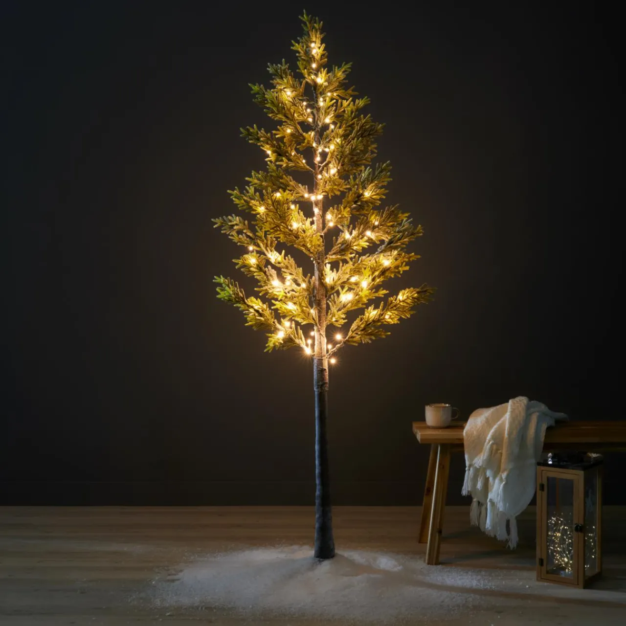Personnage, Objet Grand Format|Arbre Lumineux|EMINZA Arbre lumineux 96 LED (H180 cm) Épicéa branches givrées Blanc chaud