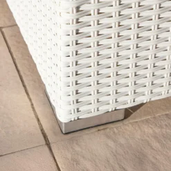 Canapé, Fauteuil Et Table Basse|MOBELLIA Banquette en résine tressée 2 places Palma Blanc et gris Tresse Blanc - Gris