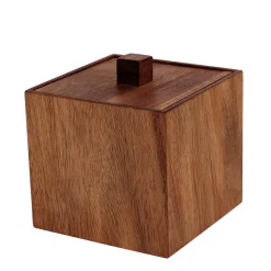 Accessoire Salle De Bain|TENDANCE Boite à coton en bois d'acacia (H10 cm) Lina Marron