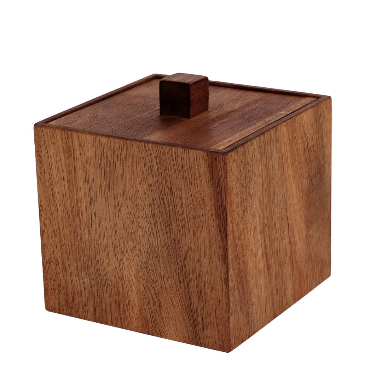 Accessoire Salle De Bain|TENDANCE Boite à coton en bois d'acacia (H10 cm) Lina Marron