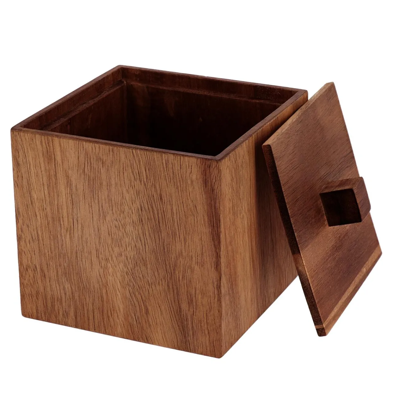 Accessoire Salle De Bain|TENDANCE Boite à coton en bois d'acacia (H10 cm) Lina Marron