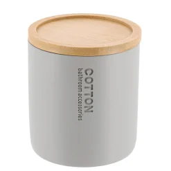 Accessoire Salle De Bain|TENDANCE Boite à coton Purebamboo Gris clair