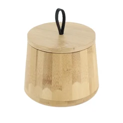 Accessoire Salle De Bain|TENDANCE Boite à coton ronde en bambou (D11 cm) Hawaï Naturel