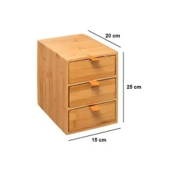 Panier Et Organisateur|5 Five Simply Smart Boite bambou 3 tiroirs (H25 cm) Sury Naturel