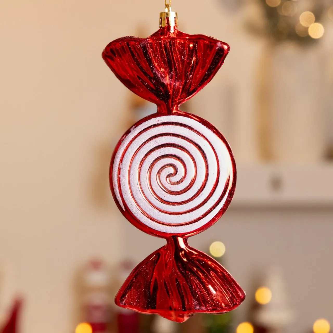 Décoration De Sapin|KAEMINGK Bonbon à suspendre (H18 cm) Hélice pailleté Rouge
