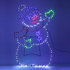 Déco Et Objet Lumineux|KOOPMAN Bonhomme de neige 246 LED (H79 cm) Néon effet flash Multicolore