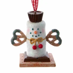 Décoration De Sapin|CHRISTMAS INSPIRATIONS Bonhomme de neige à suspendre (H7 cm) Bretzel Cerise Blanc