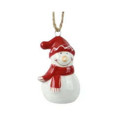 Décoration De Sapin|KAEMINGK Bonhomme de neige à suspendre (H6 cm) Dolomite et blanc Rouge