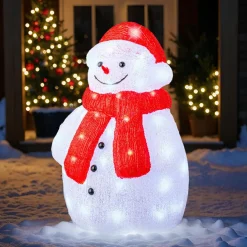 Père Noël, Animaux Et Personnage|Déco Et Objet Lumineux|EMINZA Bonhomme de neige lumineux 60 LED (H46 cm) Lenny Blanc froid