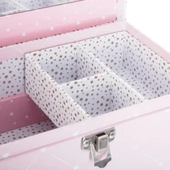 Objet Déco Enfant|Rangement Enfant|Atmosphera createur d'interieur for kids Boîte à bijoux enfant miroir Demoiselle Rose