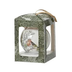 Boule De Noël|KAEMINGK Boule de Noël (D100 mm) Moineau sauvage et noeud Naturel Blanc