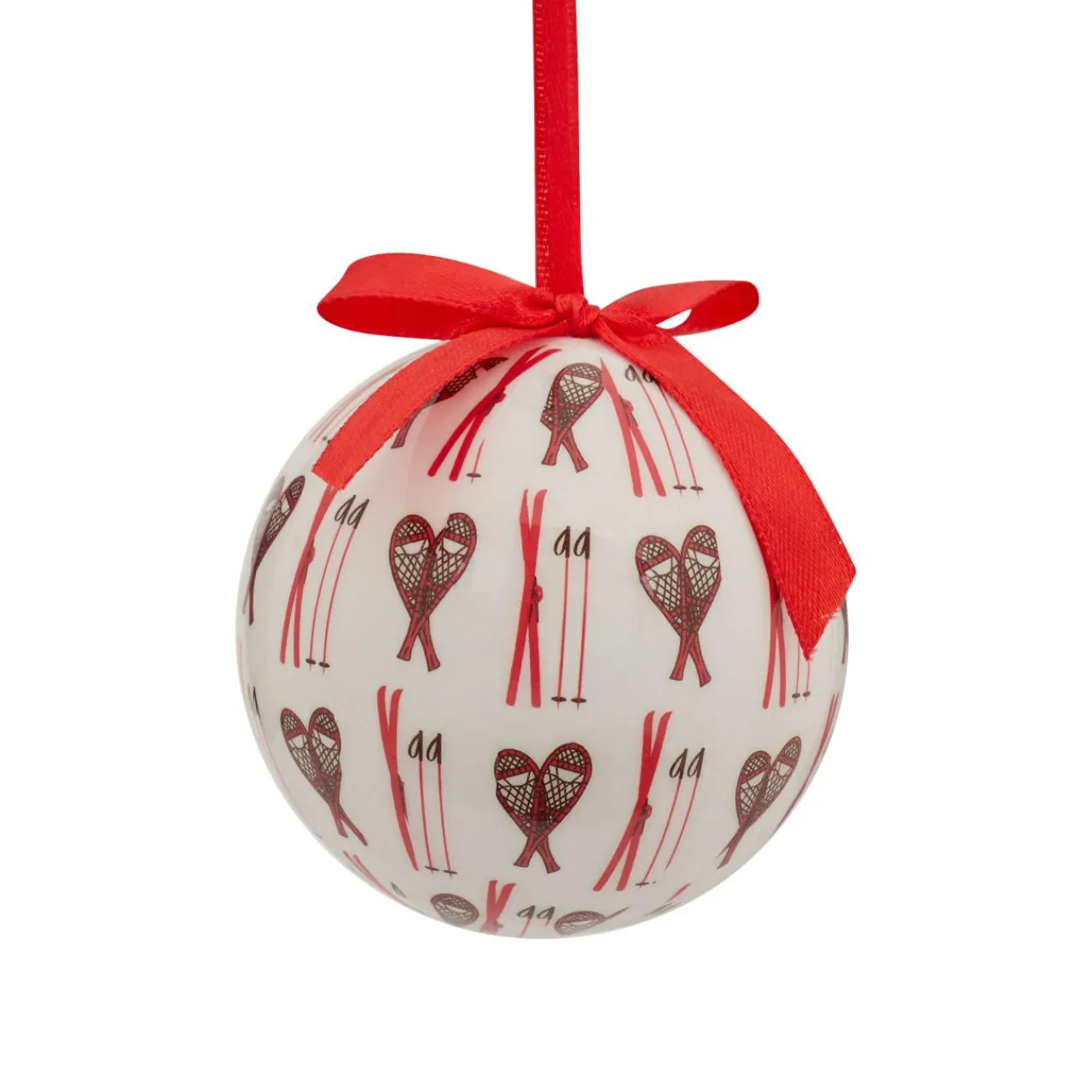 Boule De Noël|JJA Boule de Noël (D75 mm) Raquette de ski et blanc Rouge