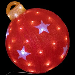 Déco Et Objet Lumineux|FEERIC LIGHTS Boule de Noël lumineuse solaire 60 LED (H38 cm) Étoile Blanc froid Rouge