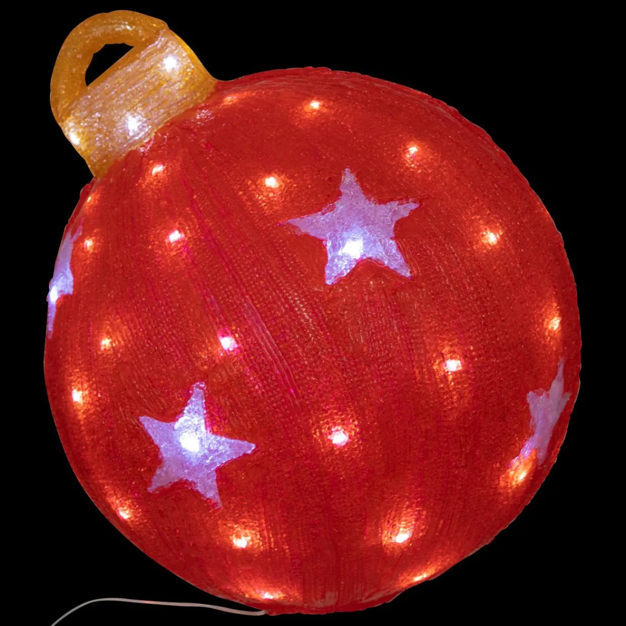 Déco Et Objet Lumineux|FEERIC LIGHTS Boule de Noël lumineuse solaire 60 LED (H38 cm) Étoile Blanc froid Rouge