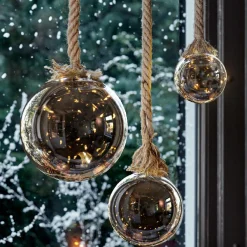 Déco Et Objet De Noël|Déco Et Objet Lumineux|KAEMINGK Boule lumineuse à piles 40 LED (D20 cm) Glacée et blanc chaud Gris