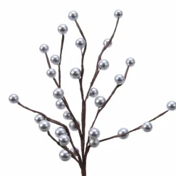 Branches Artificielles|KAEMINGK Branche de baies laquées (26 cm) Glace d' Argent