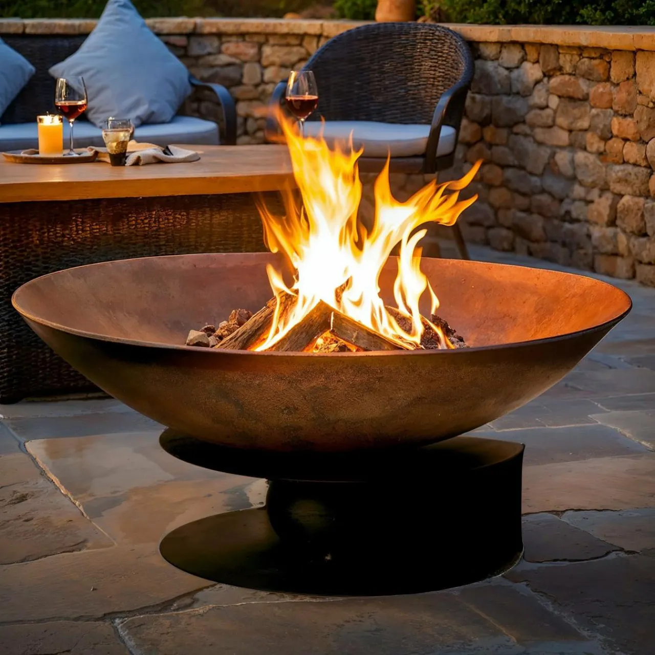 Brasero|#N/A Braséro d'extérieur (D60 x H50 cm) Flambo Brun antique Marron