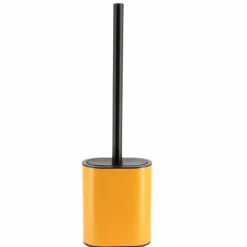 Accessoire Wc|TENDANCE Brosse WC à tête plate Black Line Ocre/Noir Jaune ocre