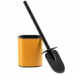 Accessoire Wc|TENDANCE Brosse WC à tête plate Black Line Ocre/Noir Jaune ocre