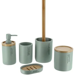 Accessoire Wc|TENDANCE Brosse WC polyrésine Purebamboo Vert Eucalyptus