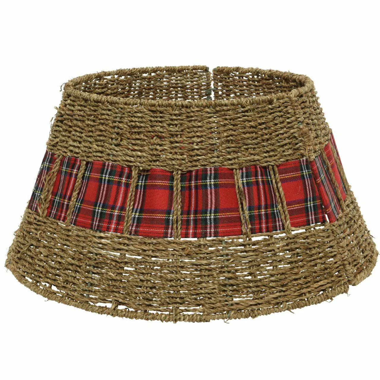 Cache Pied Sapin|KAEMINGK Cache pied de sapin en osier (D57 cm) Tartan écossais Rouge