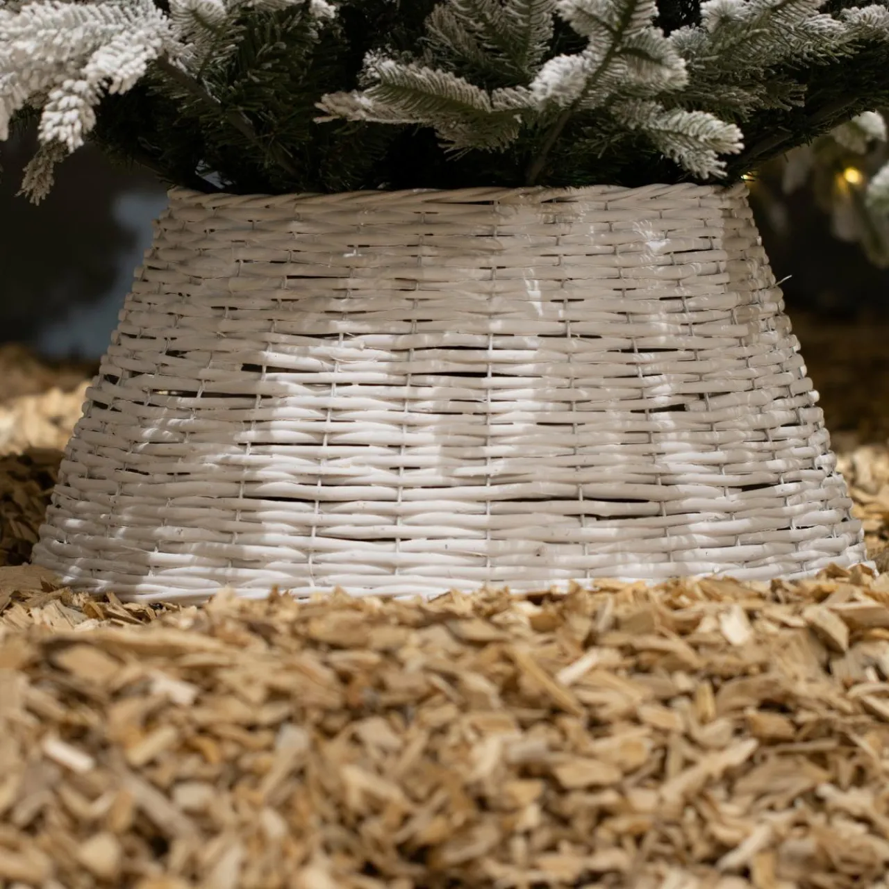 Cache Pied Sapin|KAEMINGK Cache pied de sapin en osier (D70 cm) Saule tressé Blanc