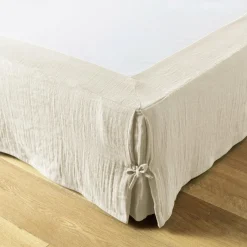 Protection De Literie|EMINZA Cache-sommier Gaze de coton (160 x 200 cm) Gaïa pampa Beige