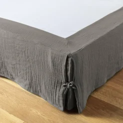 Protection De Literie|EMINZA Cache-sommier Gaze de coton (140 x 190 cm) Gaïa Gris granit Gris foncé