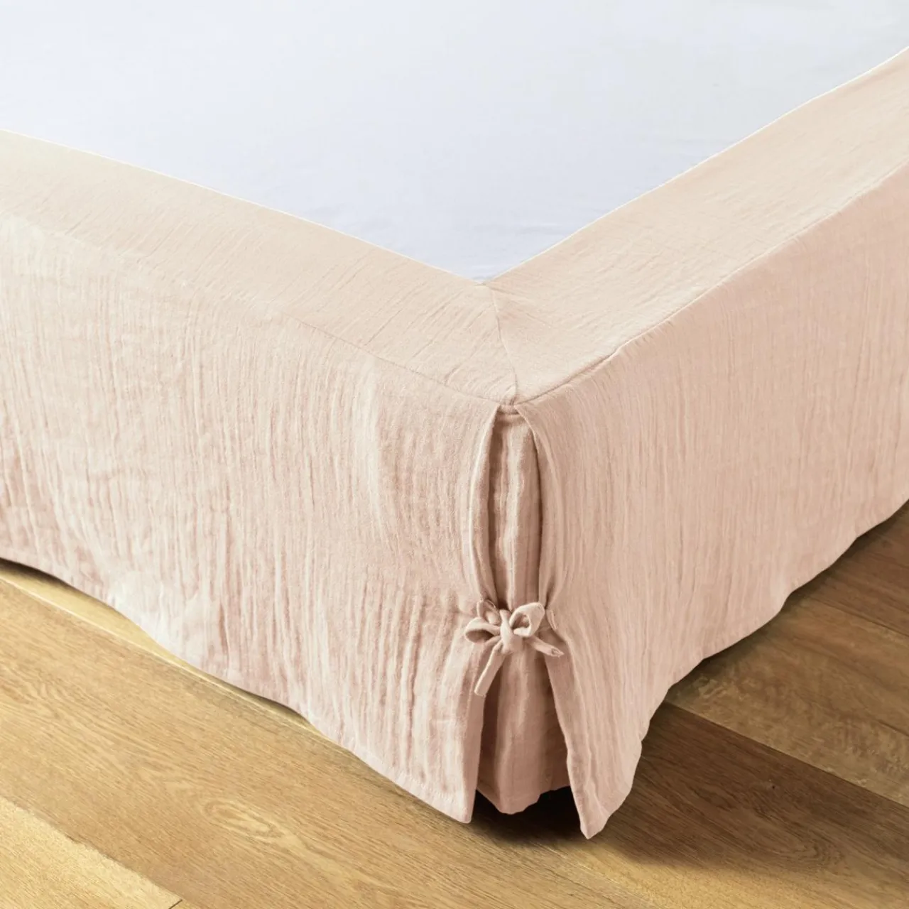 Protection De Literie|EMINZA Cache-sommier Gaze de coton (140 x 190 cm) Gaïa Rose poudré