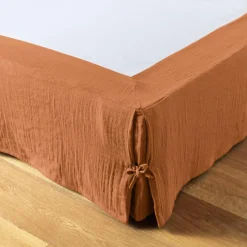 Protection De Literie|EMINZA Cache-sommier Gaze de coton (140 x 190 cm) Gaïa Abricot