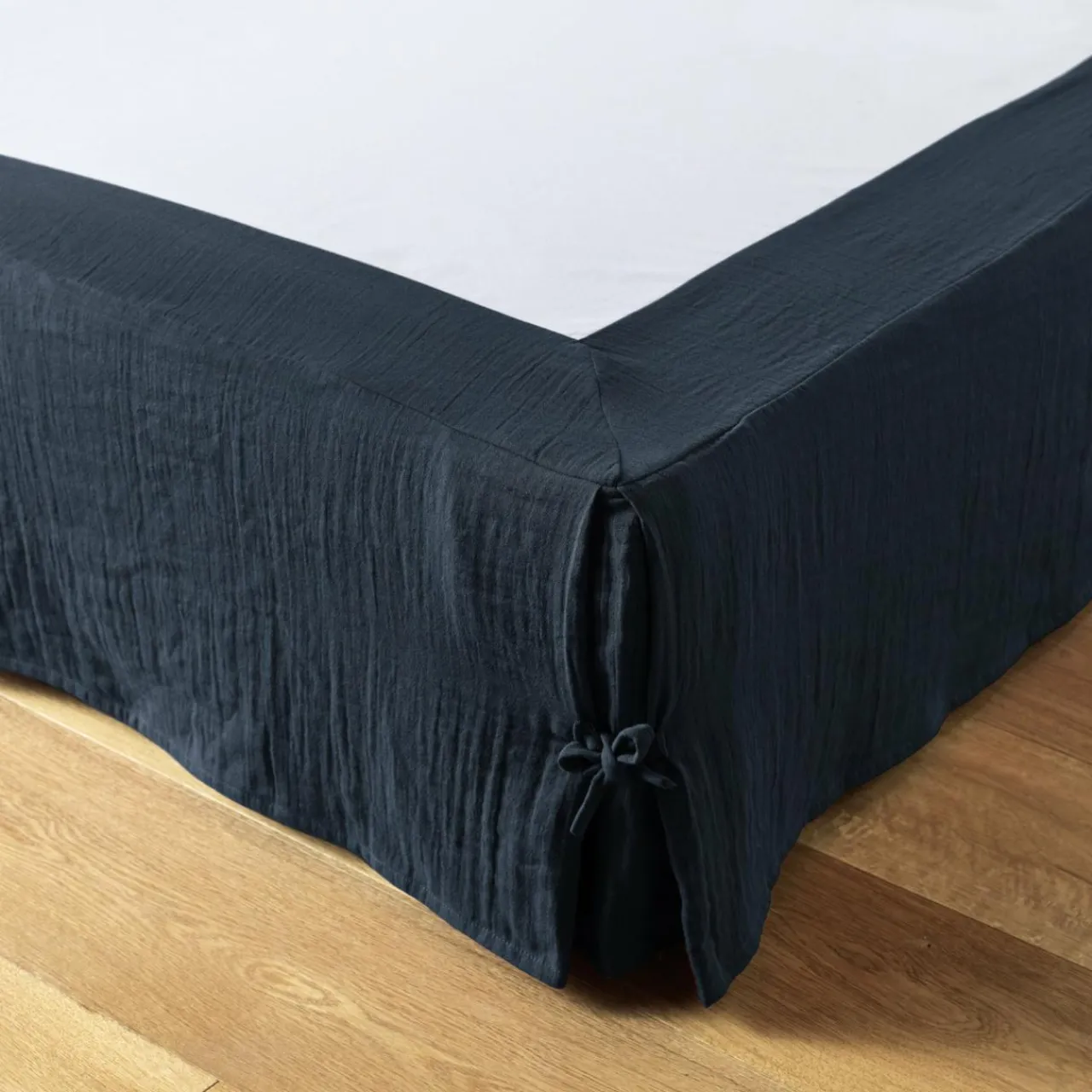 Protection De Literie|EMINZA Cache-sommier Gaze de coton (140 x 190 cm) Gaïa Bleu nuit